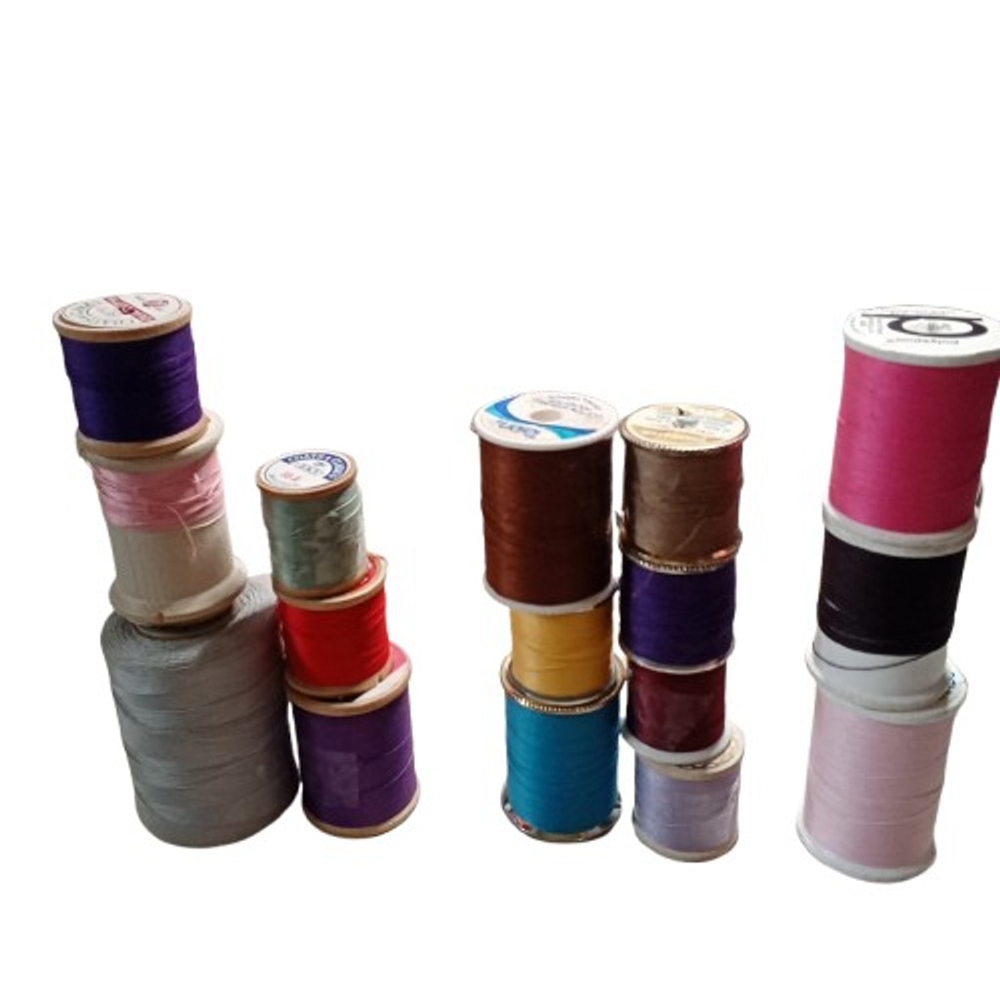 Assorted Vintage Sewing Thread -7 Wood Spools- Coats & Clark, Others 16 Total